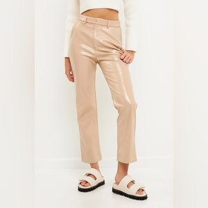 Grey Lab Tan Faux Leather Pants